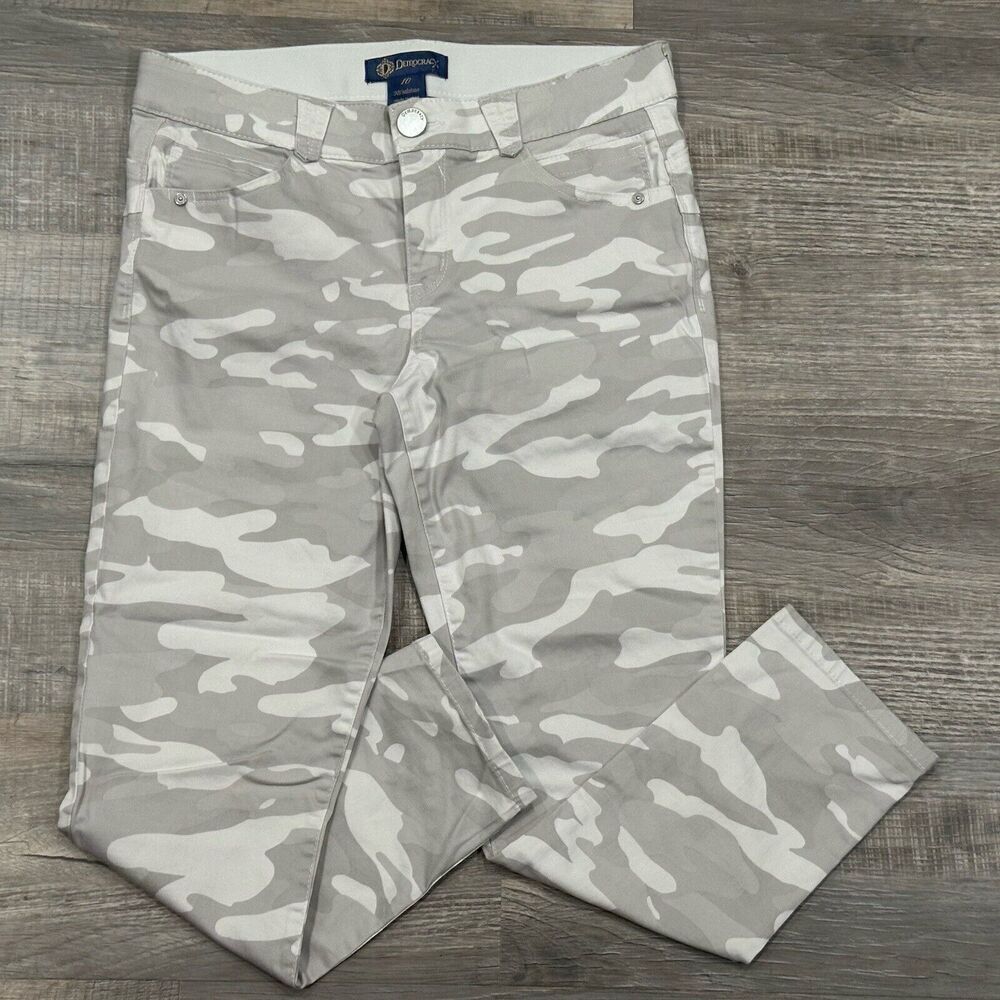 Democracy Jeans Womens 10 Gray Camo Skinny Ankle Ab Solution Stretch Denim EUC